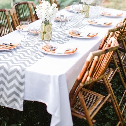 Fixwal White Table Cover Rectangle 8ft, 60x126 Inch - Image 5