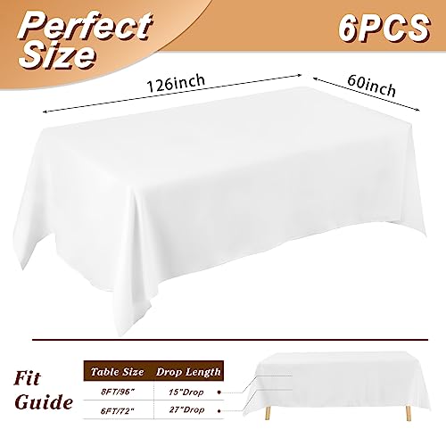 Fixwal White Table Cover Rectangle 8ft, 60x126 Inch - Image 2
