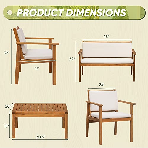 Flamaker Acacia Wood Patio Sofa Set - Image 3