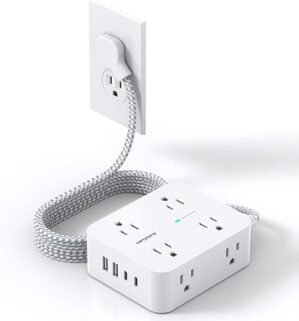HANYCONY Flat Plug Extension Cord With Surge Protector