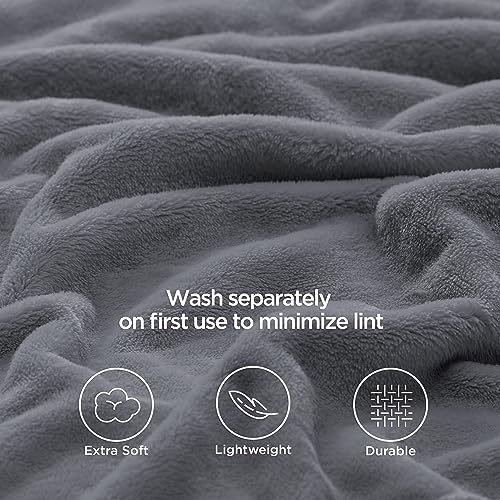 Fleece Throw Blanket For Couch, Grey - Image 3
