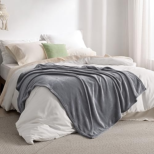 Fleece Throw Blanket For Couch, Grey - Image 4