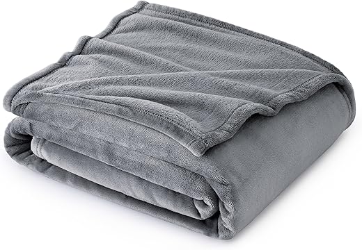Fleece Throw Blanket For Couch, Grey
