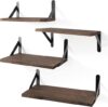 YGEOMER Floating Dark Brown Wall Shelves Set