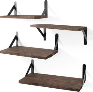 YGEOMER Floating Dark Brown Wall Shelves Set