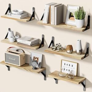 AMADA HOMEFURNISHING Floating Rustic Farmhouse Wall Shelves Set