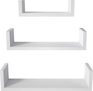 SRIWATANA Floating Solid Wood Wall Shelves, White