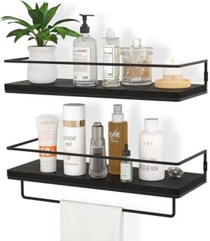 ZGO Floating Wall Shelves Set With Towel Rack