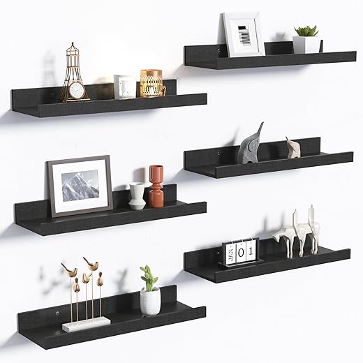 upsimples Floating Wood Shelves, Set Of 6