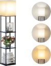 SUNMORY Floor Lamp With Shelves, Modern Square