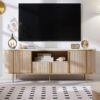 OKD Fluted TV Stand With Faux Marble