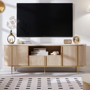 OKD Fluted TV Stand With Faux Marble