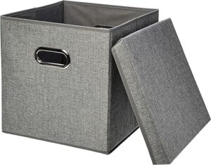 Amazon Basics Foldable Burlap Cloth Cube Storage Bin