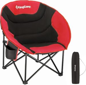 KingCamp Foldable Saucer Moon Chair, Black/Red