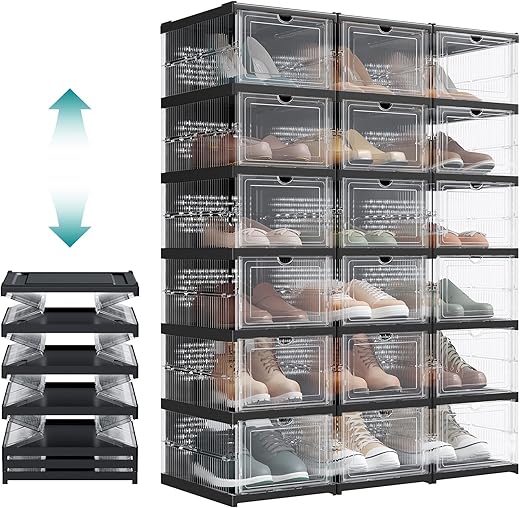 SONGMICS Foldable Shoe Boxes, Pack Of 18