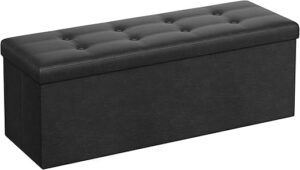 SONGMICS Folding Storage Ottoman Bench, Black ULSF701