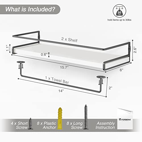 Forbena White Floating Bathroom Shelves With Rack - Image 3