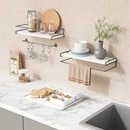 Forbena White Floating Bathroom Shelves With Rack - Image 4
