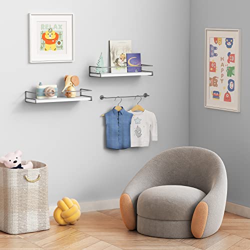 Forbena White Floating Bathroom Shelves With Rack - Image 5