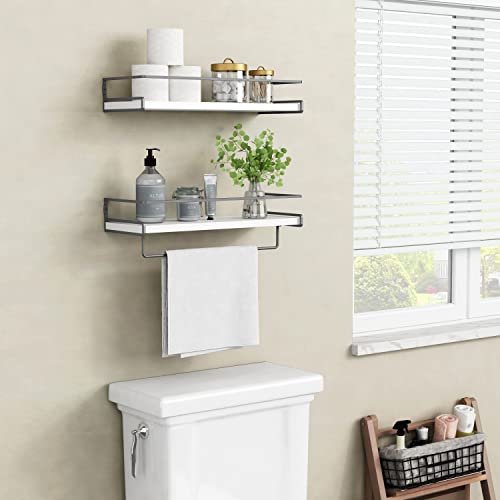 Forbena White Floating Bathroom Shelves With Rack - Image 2