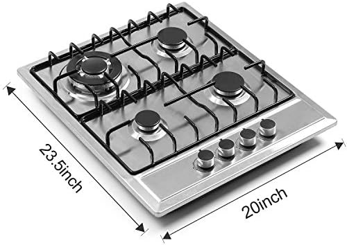 forimo 24"x20" Stainless Steel Gas Cooktop, 4 Burners - Image 2