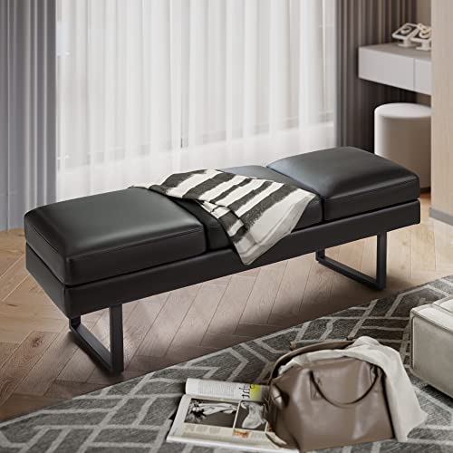 Furmax Faux Leather Office Guest Chair, 3 Seats Reception Bench, Black - Image 2