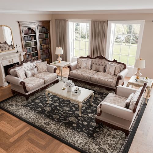 Furniture of America Traditional Upholstered 3-Piece Sofa Set - Image 2