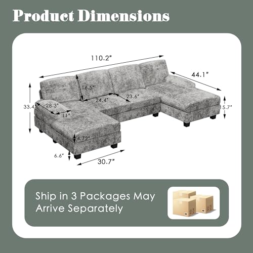 Furniwell Convertible Sectional Sofa With Double Chaise - Image 2