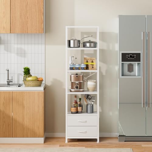 Furnulem 5-Tier Corner Shelf With Drawers - Image 4