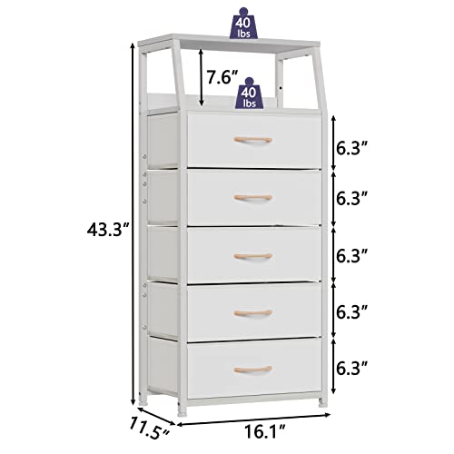 Furnulem White Dresser With 5 Drawers - Image 3