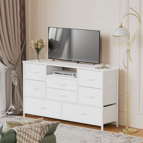 Furnulem White Dresser With Power Outlet, 8 Drawers - Image 4