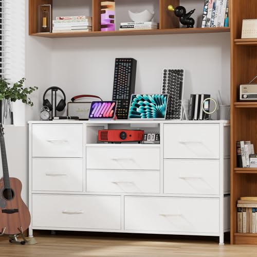 Furnulem White Dresser With Power Outlet, 8 Drawers - Image 2