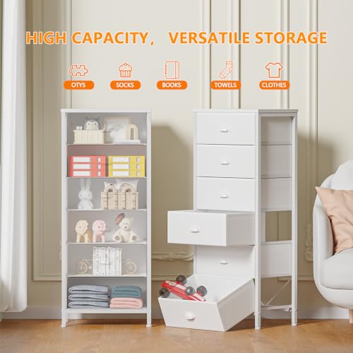 Furnulem White Tall Dresser With 6 Drawers - Image 4