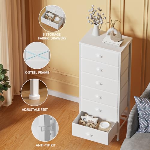 Furnulem White Tall Dresser With 6 Drawers - Image 5