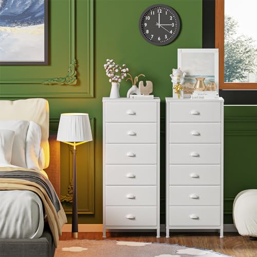 Furnulem White Tall Dresser With 6 Drawers - Image 2