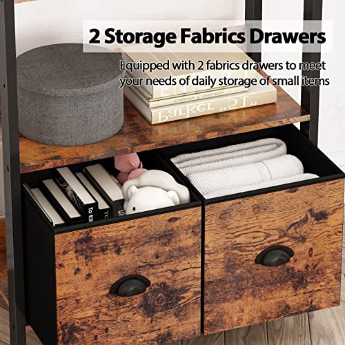 Furologee Industrial 5-Tier Bookshelf With Drawers - Image 5
