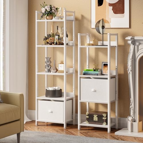 Furologee Tall Narrow Bookcase With Drawer - Image 2