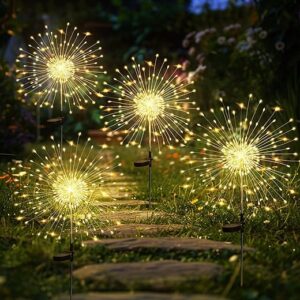 GIGALUMI Garden Outdoor Solar Lights 180LED 4Pack