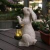 REYISO Garden Rabbit Statue With Solar Lights