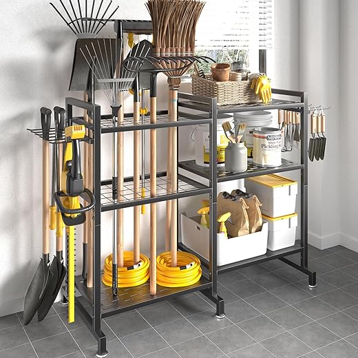 SOYEEZE Garden Tool Organizer, Heavy Duty Rack