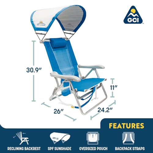 GCI Outdoor Sunshade Backpack Beach Reclining Chair - Image 3
