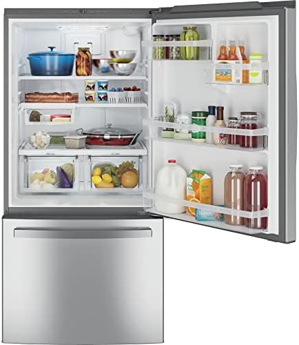 GE Bottom Freezer Refrigerator In Stainless Steel - Image 3