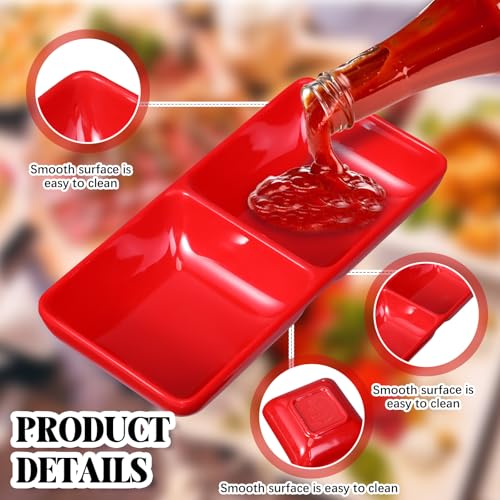 Gejoy Dual Sauce Bowls With Two Compartments (12, Red) - Image 3