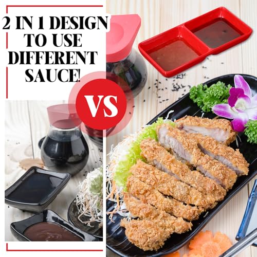 Gejoy Dual Sauce Bowls With Two Compartments (12, Red) - Image 4
