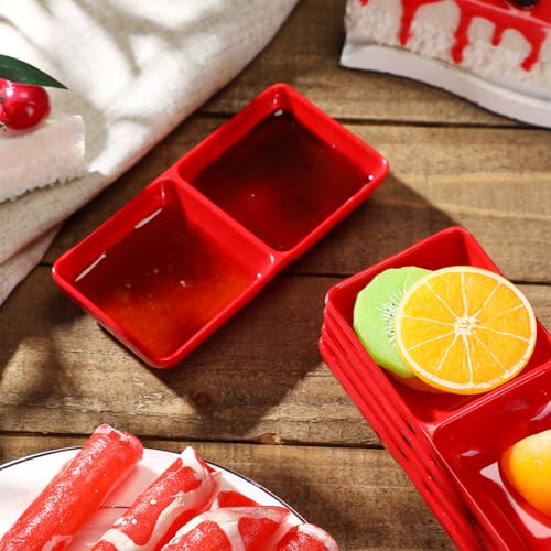 Gejoy Dual Sauce Bowls With Two Compartments (12, Red) - Image 5