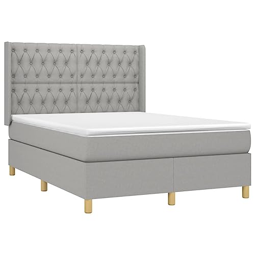 GFFFFFFJJJJJJJJJJJ Box Spring Bed With Mattress Light Gray - Image 4