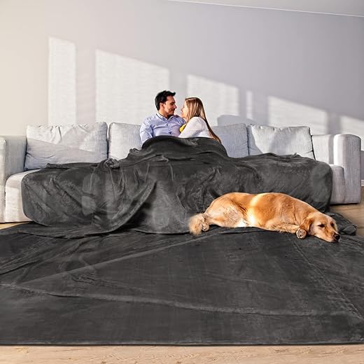 Edenleaf Giant Huge Blanket 120x120 Inches, Dark Grey