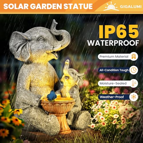 GIGALUMI Solar Elephant Garden Decor Statue - Image 3