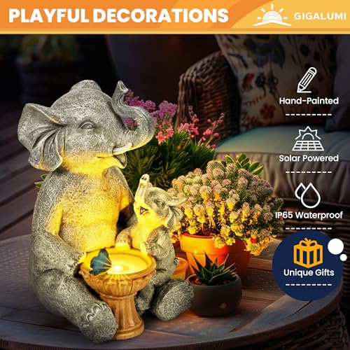 GIGALUMI Solar Elephant Garden Decor Statue - Image 2