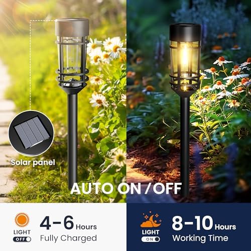 GIGALUMI Solar Pathway Lights 10 Pack, Waterproof - Image 2
